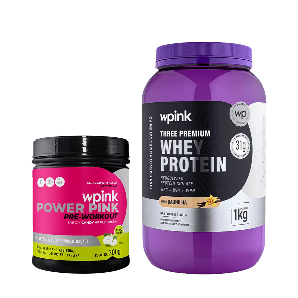 Whey Protein Baunilha – 1 kg + Super Power Pink de Maçã Verde 300g