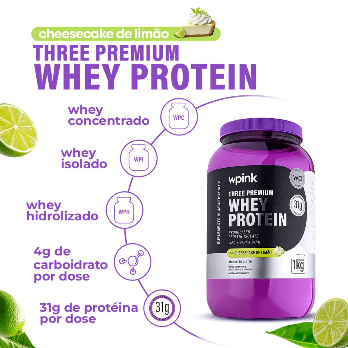 Three Premium Whey Protein Cheesecake de Limão 3W - (1kg)