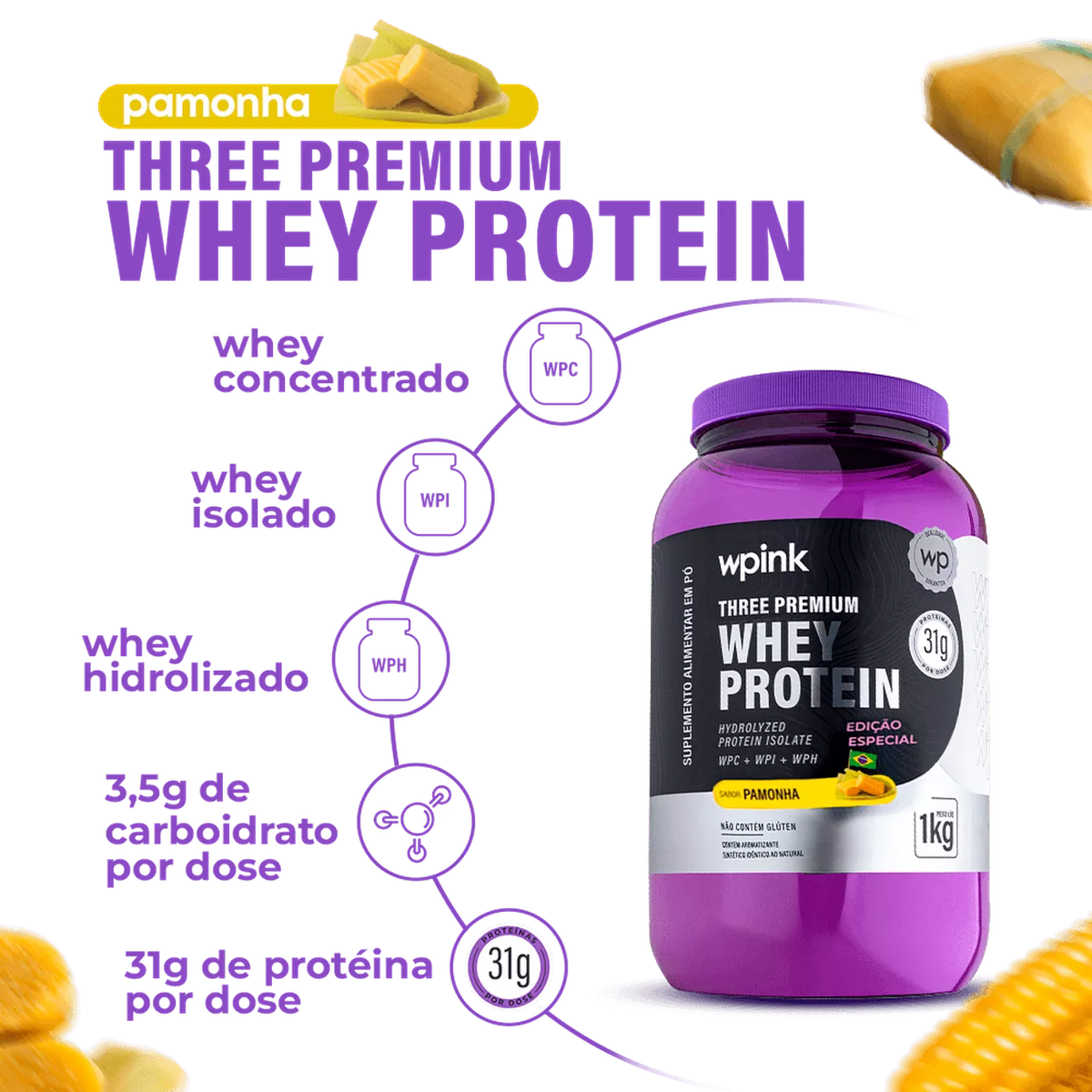 Three Premium Whey Protein Pamonha 3W - (1kg)